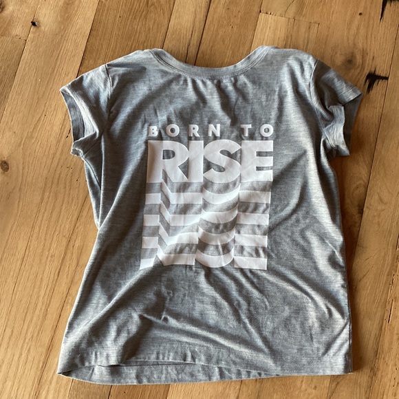 Grey t-shirt with white print. From athleta girl. Size - Picture 2 of 3